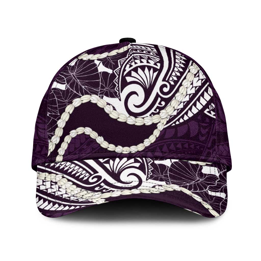 Aloha Hawaii Kalo Pikake Lei Classic Cap Chest Tattoo Purple Hawaiian Pattern LT14 Universal Fit Purple - Polynesian Pride
