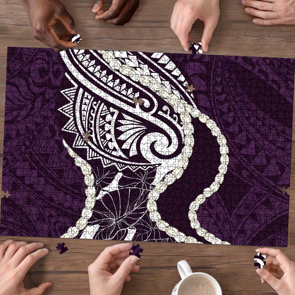 Aloha Hawaii Kalo Pikake Lei Puzzle Chest Tattoo Purple Hawaiian Pattern LT14 - Polynesian Pride