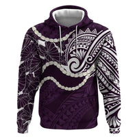 Aloha Hawaii Kalo Pikake Lei Zip Hoodie Chest Tattoo Purple Hawaiian Pattern LT14 Pullover Hoodie Purple - Polynesian Pride