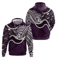 Aloha Hawaii Kalo Pikake Lei Zip Hoodie Chest Tattoo Purple Hawaiian Pattern LT14 - Polynesian Pride