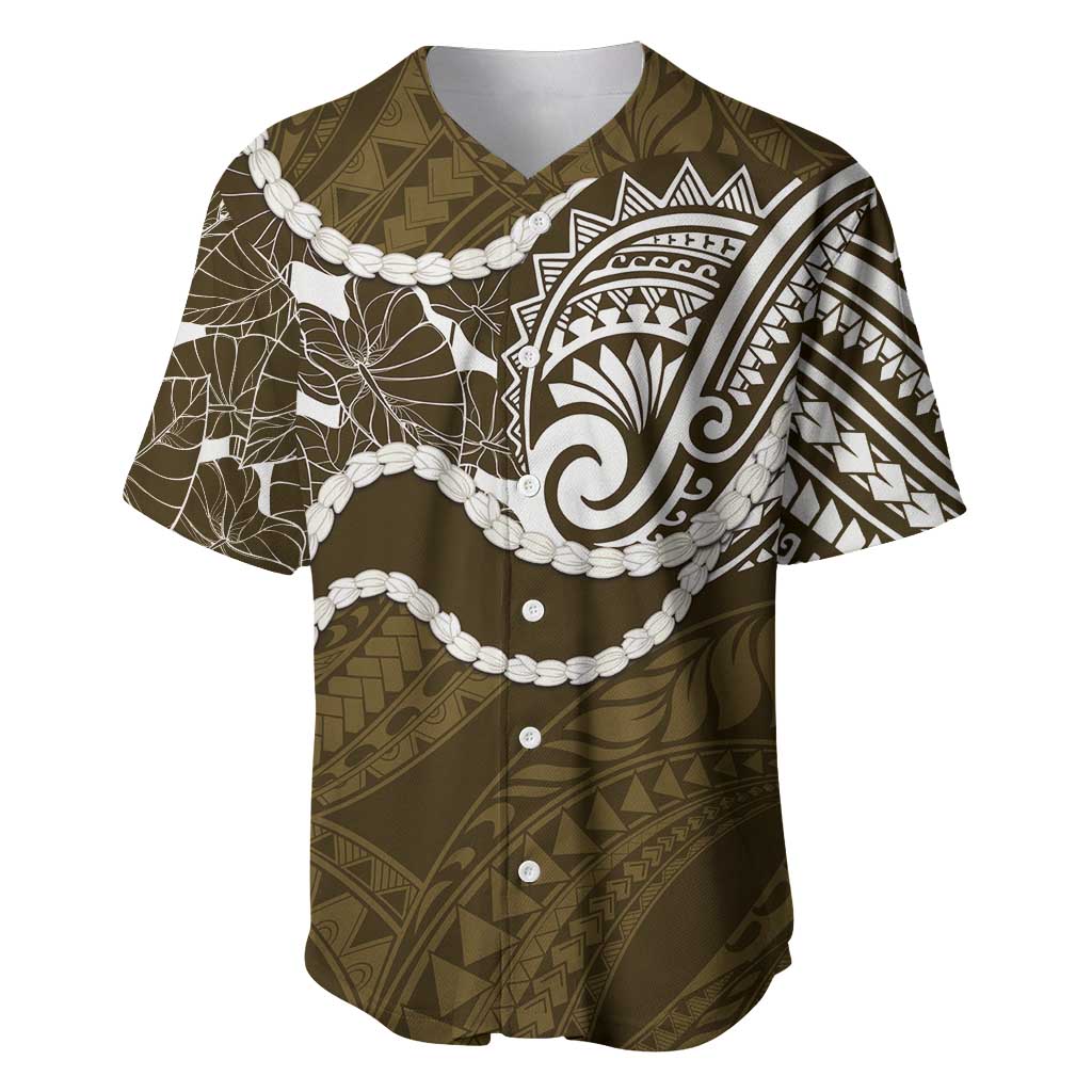 Aloha Hawaii Kalo Pikake Lei Baseball Jersey Chest Tattoo Gold Hawaiian Pattern LT14 Gold - Polynesian Pride