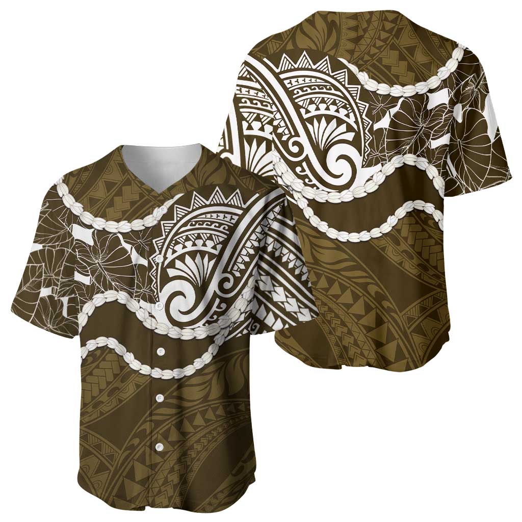 Aloha Hawaii Kalo Pikake Lei Baseball Jersey Chest Tattoo Gold Hawaiian Pattern LT14 - Polynesian Pride