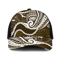 Aloha Hawaii Kalo Pikake Lei Baseball Net Cap Chest Tattoo Gold Hawaiian Pattern LT14 One Size Black Gold - Polynesian Pride