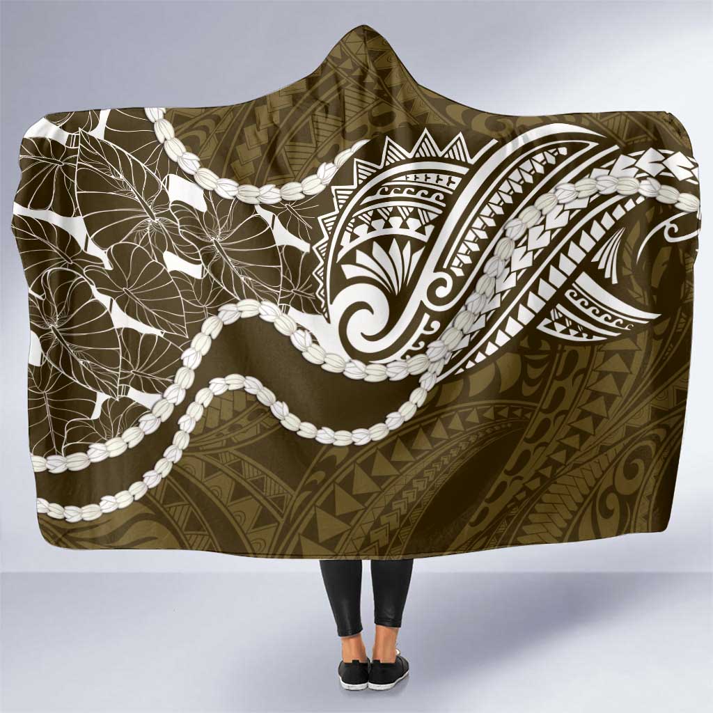 Aloha Hawaii Kalo Pikake Lei Hooded Blanket Chest Tattoo Gold Hawaiian Pattern LT14 One Size Gold - Polynesian Pride