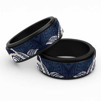 Aloha Hawaii Kalo Pikake Lei Spinner Ring Chest Tattoo Oxford Blue Hawaiian Pattern LT14 Black Oxford Blue - Polynesian Pride
