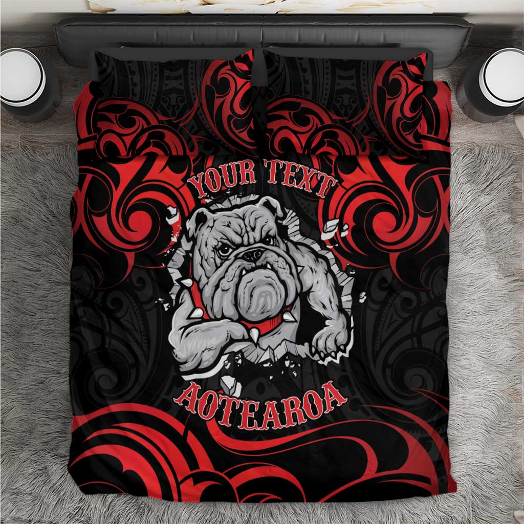 Personalised Aotearoa Bulldog Bedding Set NZ Maori Tattoo LT14 Red - Polynesian Pride