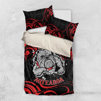 Personalised Aotearoa Bulldog Bedding Set NZ Maori Tattoo LT14 US Twin 172cm x 218cm Red - Polynesian Pride