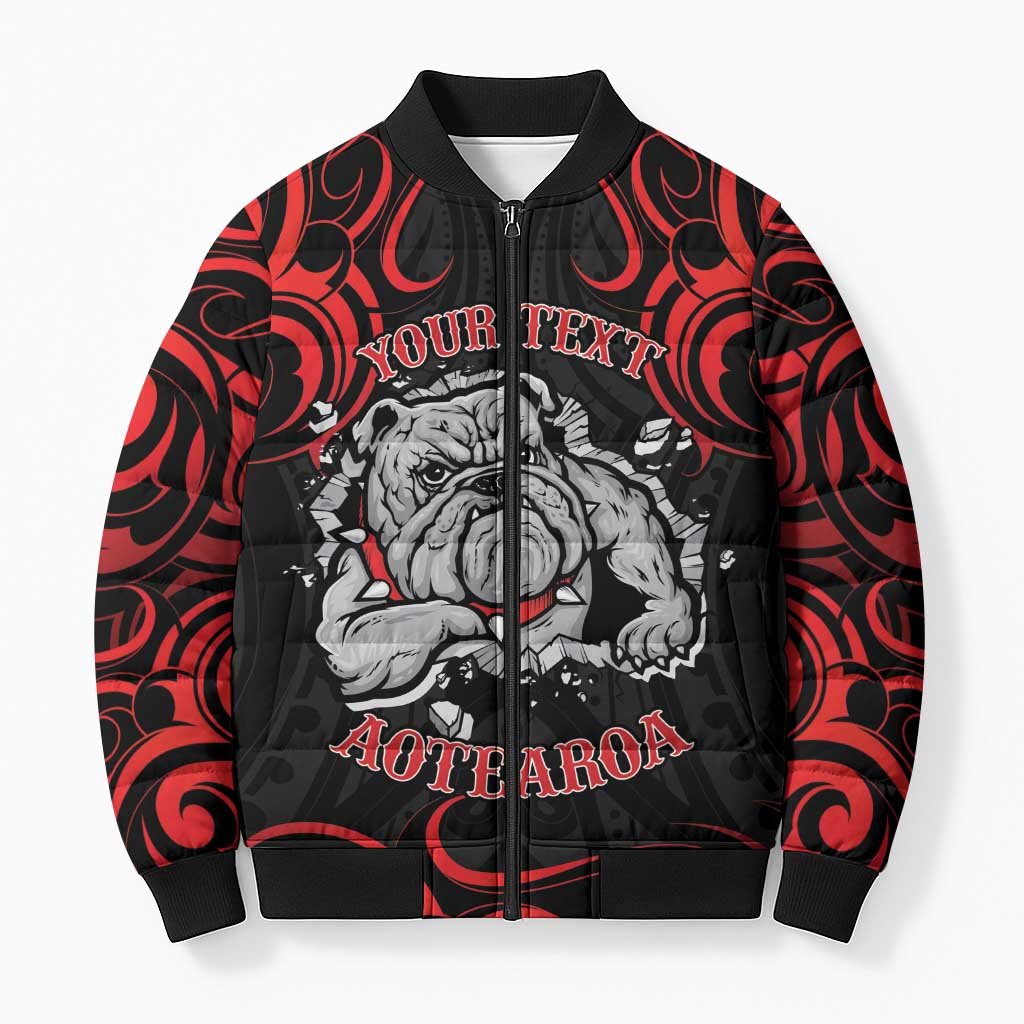 Aotearoa Bulldog Bomber Puffer Jacket NZ Maori Tattoo LT14 Unisex Red - Polynesian Pride