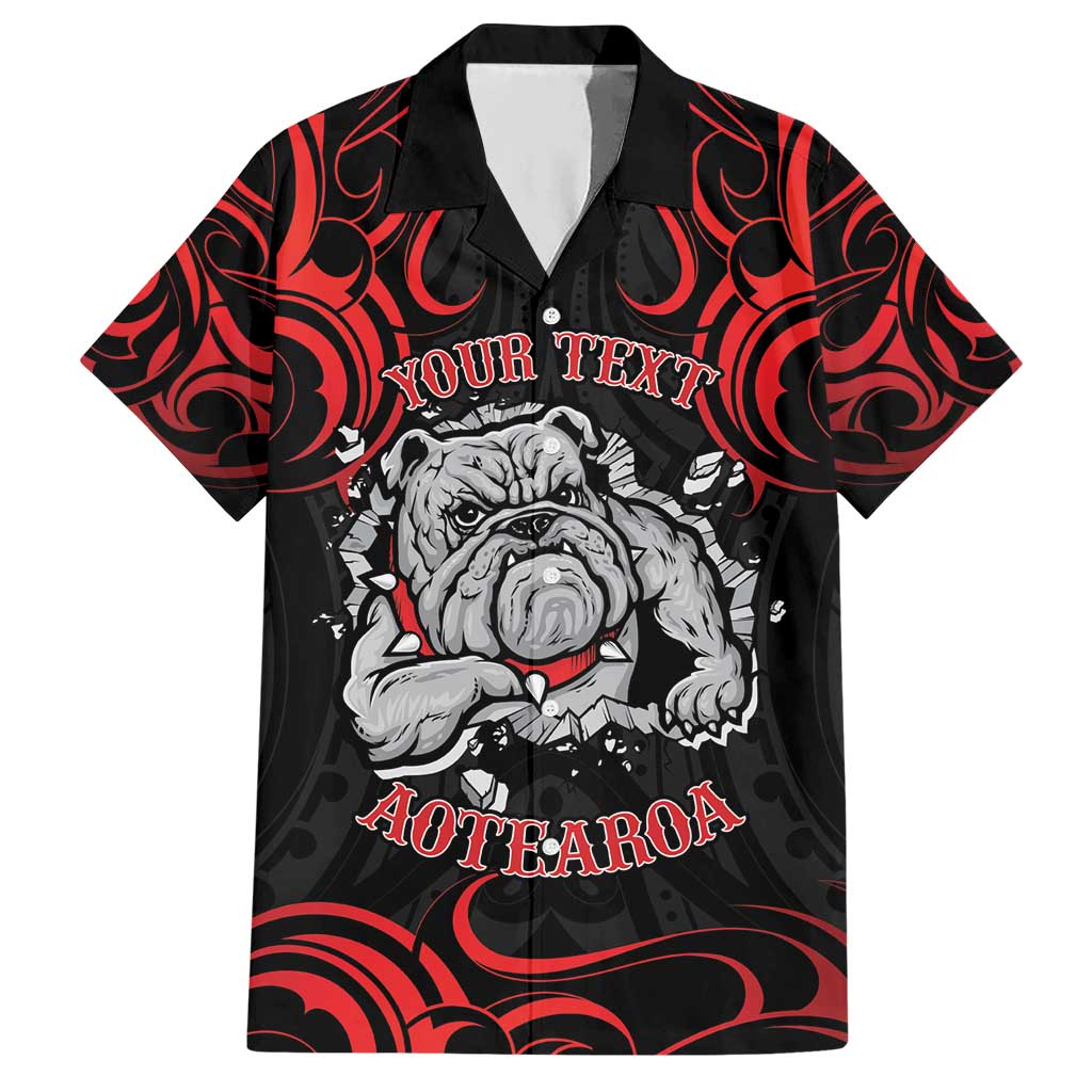 Personalised Aotearoa Bulldog Hawaiian Shirt NZ Maori Tattoo LT14 Red - Polynesian Pride