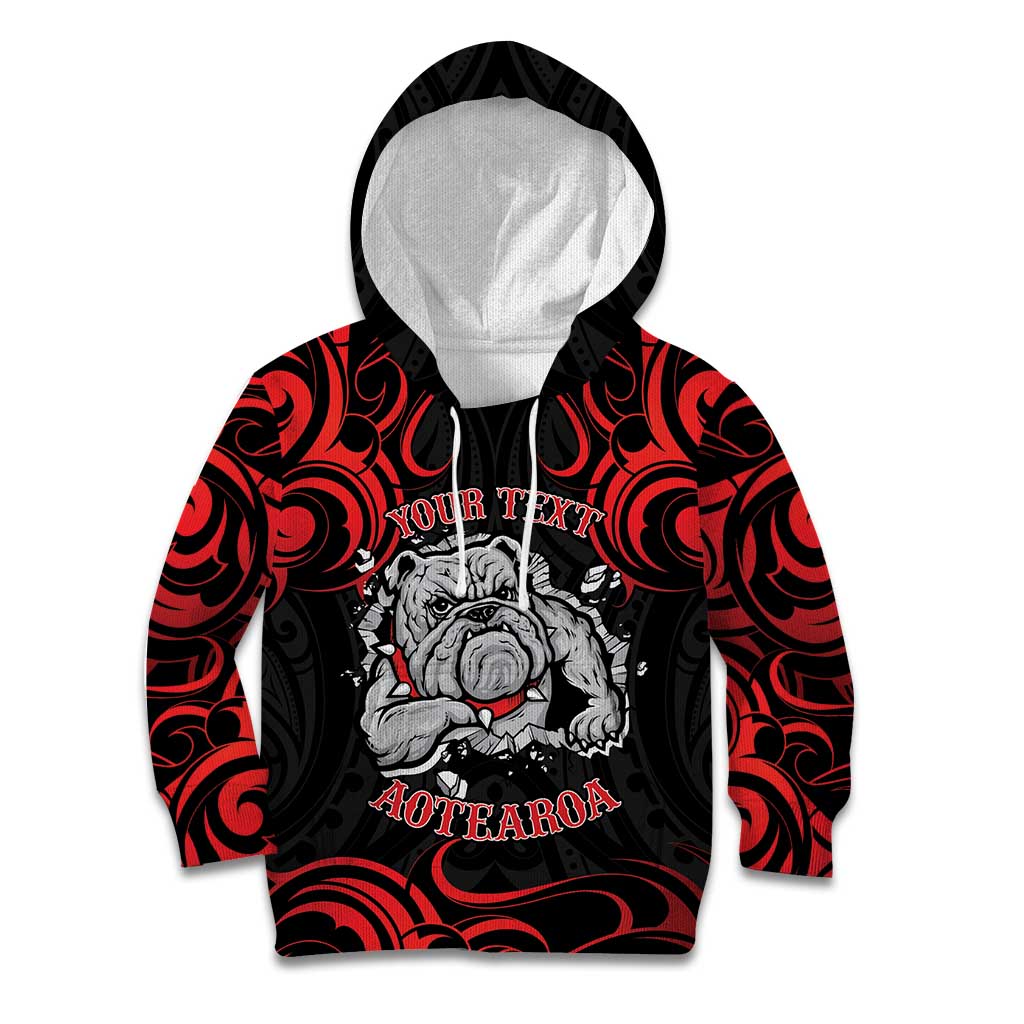 Personalised Aotearoa Bulldog Kid Hoodie NZ Maori Tattoo LT14 Hoodie Red - Polynesian Pride