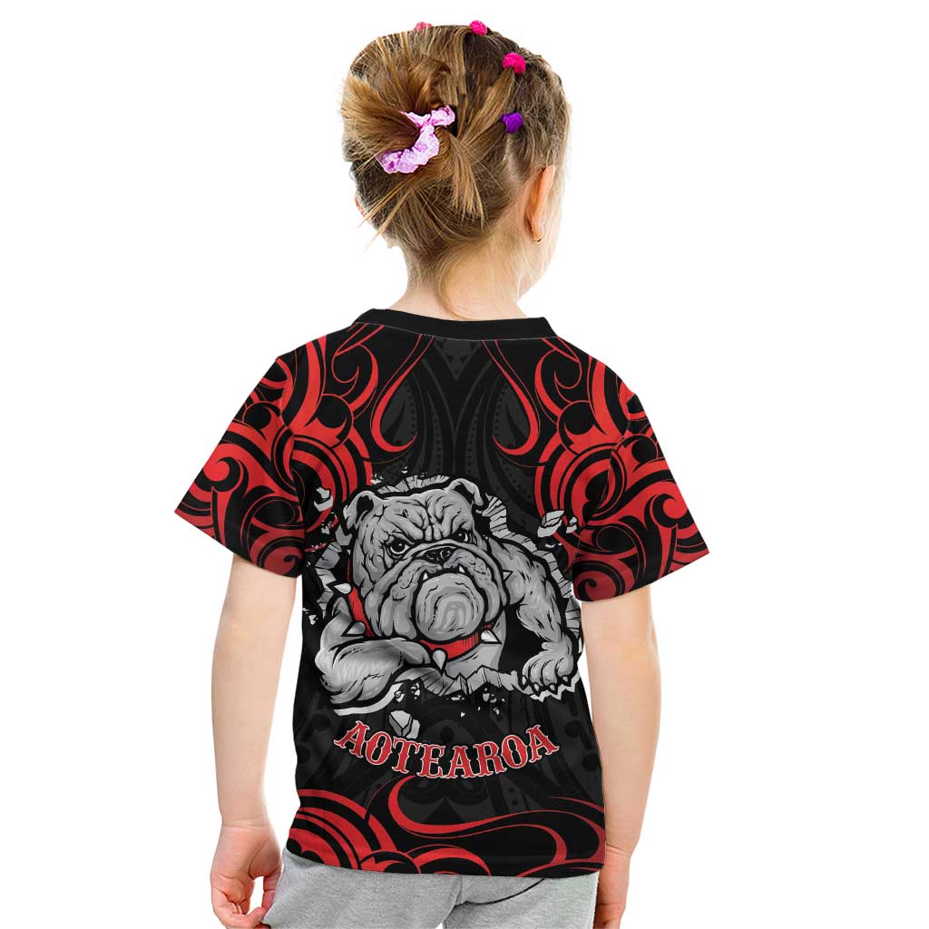 Personalised Aotearoa Bulldog Kid T Shirt NZ Maori Tattoo LT14 - Polynesian Pride