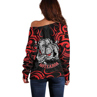 Personalised Aotearoa Bulldog Off Shoulder Sweater NZ Maori Tattoo LT14 - Polynesian Pride