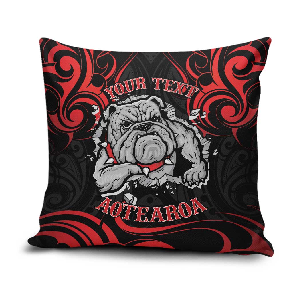 Personalised Aotearoa Bulldog Pillow Cover NZ Maori Tattoo LT14 Red - Polynesian Pride