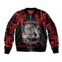 Personalised Aotearoa Bulldog Sleeve Zip Bomber Jacket NZ Maori Tattoo LT14 Unisex Red - Polynesian Pride