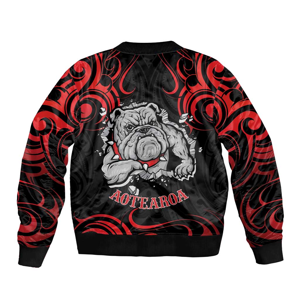 Personalised Aotearoa Bulldog Sleeve Zip Bomber Jacket NZ Maori Tattoo LT14 - Polynesian Pride