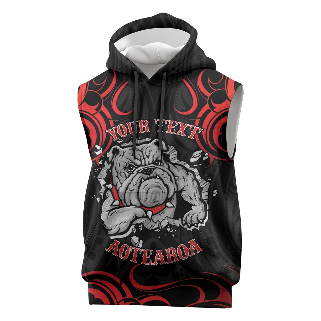 Aotearoa Bulldog Sleeveless Hoodie NZ Maori Tattoo LT14 Red - Polynesian Pride