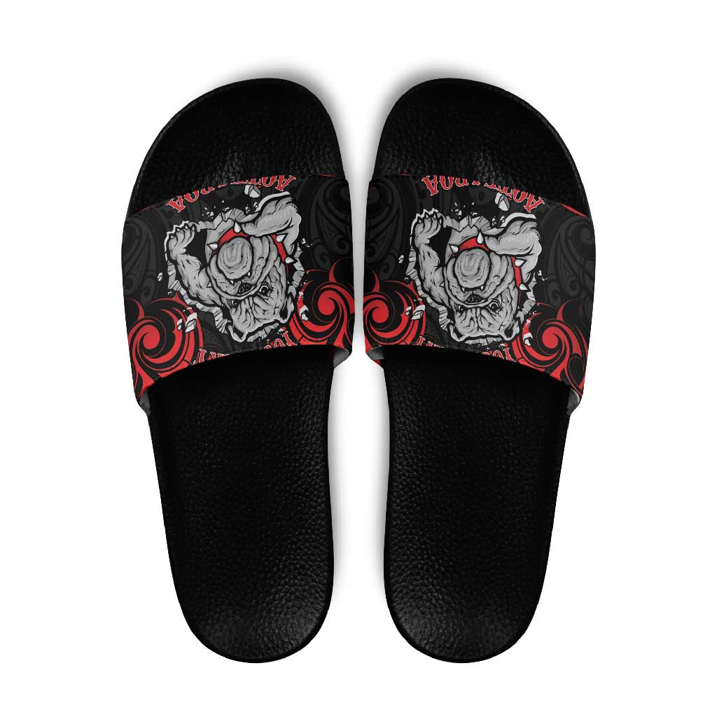 Personalised Aotearoa Bulldog Slide Sandals NZ Maori Tattoo LT14 Red - Polynesian Pride