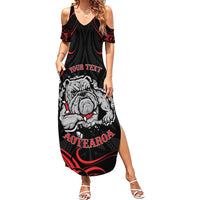Personalised Aotearoa Bulldog Summer Maxi Dress NZ Maori Tattoo LT14 Women Red - Polynesian Pride