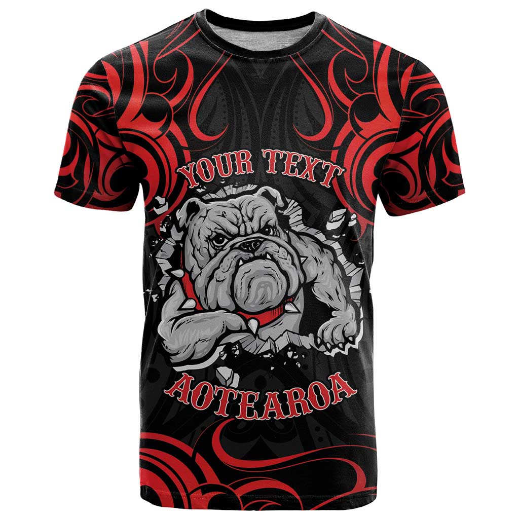 Personalised Aotearoa Bulldog T Shirt NZ Maori Tattoo LT14 Red - Polynesian Pride