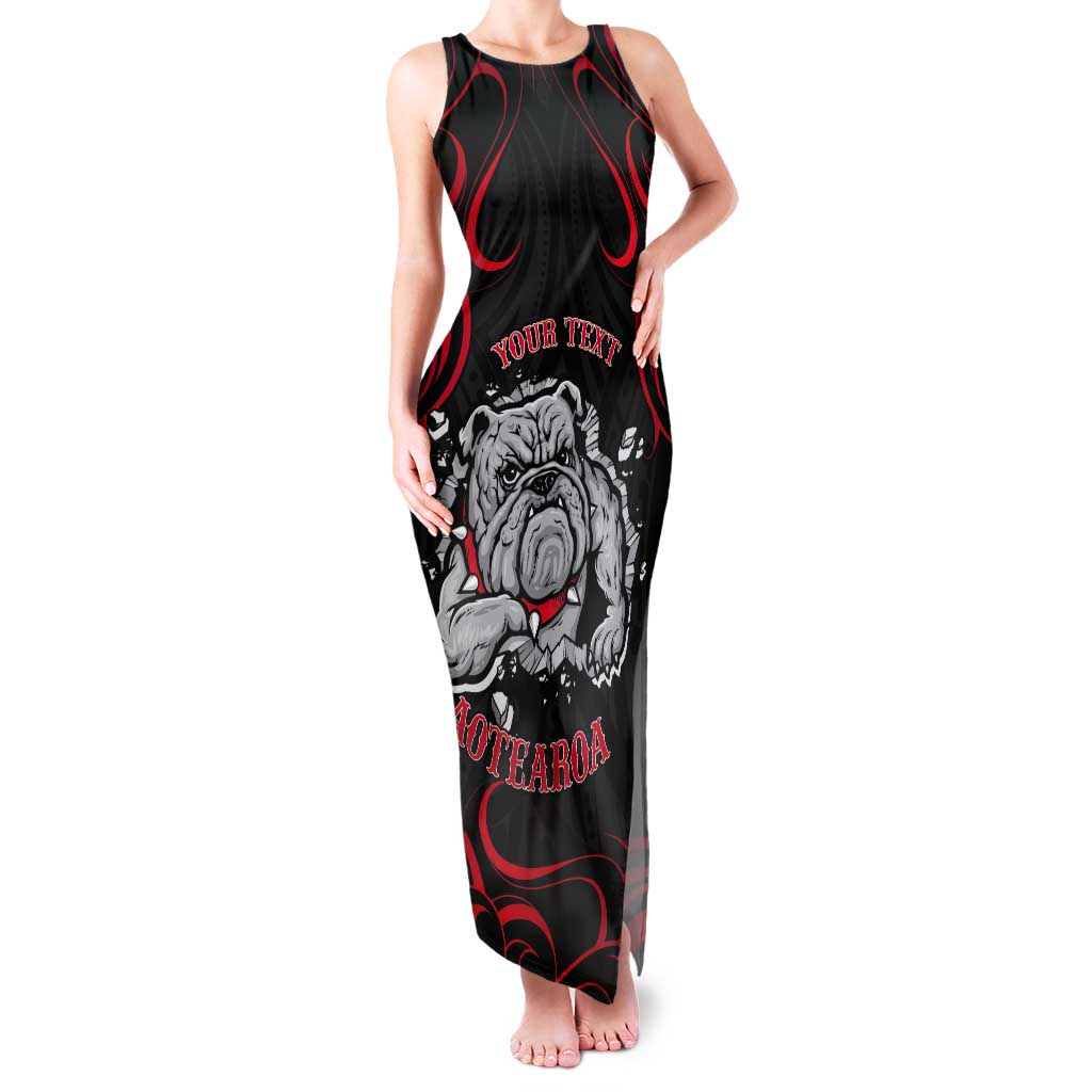 Personalised Aotearoa Bulldog Tank Maxi Dress NZ Maori Tattoo LT14 Women Red - Polynesian Pride