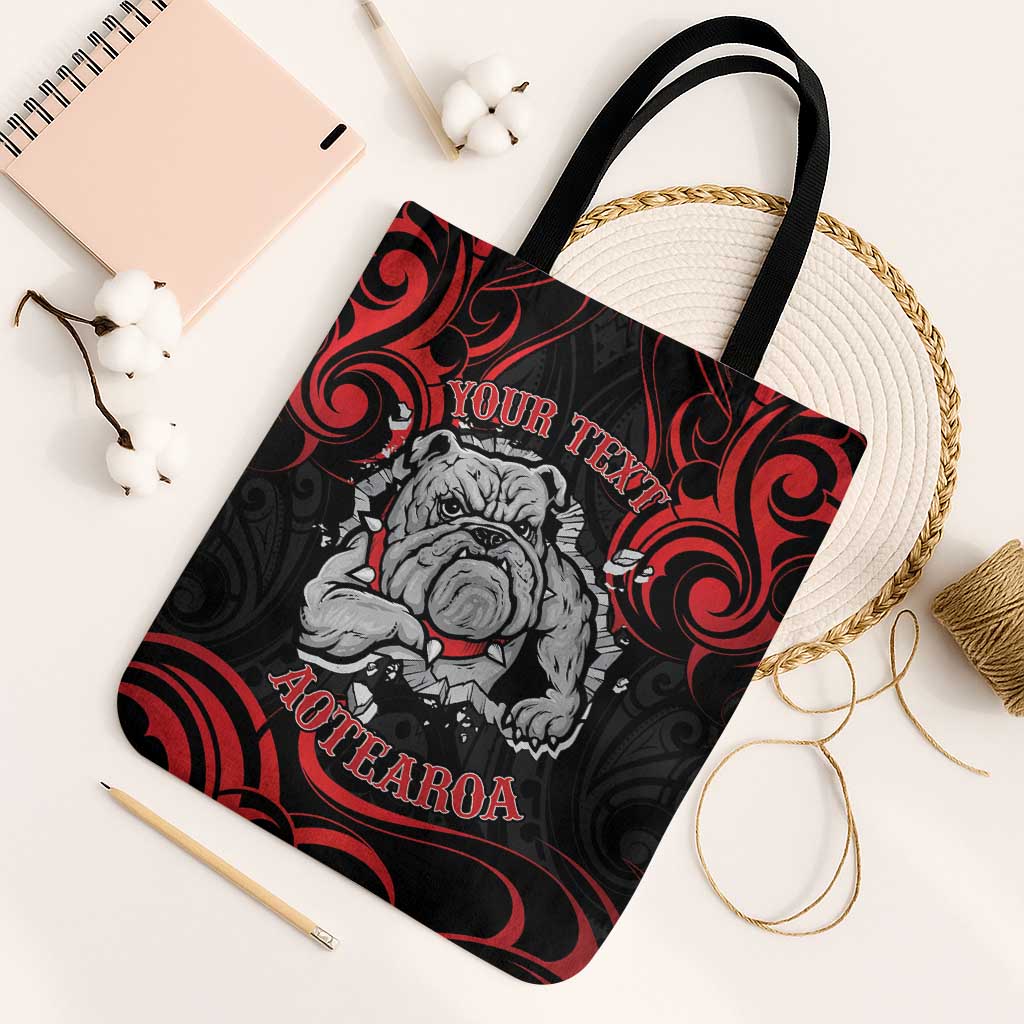 Personalised Aotearoa Bulldog Tote Bag NZ Maori Tattoo LT14 Black Strap One Size Red - Polynesian Pride