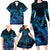 Blue Aloha Hawaii Family Matching Long Sleeve Bodycon Dress and Hawaiian Shirt Snorkeling With Sea Turtle Polynesian Pattern