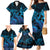 Blue Aloha Hawaii Family Matching Mermaid Dress and Hawaiian Shirt Snorkeling With Sea Turtle Polynesian Pattern