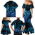 Blue Aloha Hawaii Family Matching Mermaid Dress and Hawaiian Shirt Snorkeling With Sea Turtle Polynesian Pattern