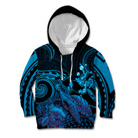 Blue Aloha Hawaii Kid Hoodie Snorkeling With Sea Turtle Polynesian Pattern LT14 Hoodie Blue - Polynesian Pride