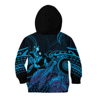 Blue Aloha Hawaii Kid Hoodie Snorkeling With Sea Turtle Polynesian Pattern LT14 - Polynesian Pride