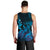 Blue Aloha Hawaii Men Tank Top Snorkeling With Sea Turtle Polynesian Pattern