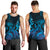 Blue Aloha Hawaii Men Tank Top Snorkeling With Sea Turtle Polynesian Pattern