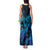 Blue Aloha Hawaii Tank Maxi Dress Snorkeling With Sea Turtle Polynesian Pattern