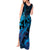 Blue Aloha Hawaii Tank Maxi Dress Snorkeling With Sea Turtle Polynesian Pattern