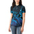 Blue Aloha Hawaii Women Polo Shirt Snorkeling With Sea Turtle Polynesian Pattern