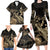 Gold Aloha Hawaii Family Matching Long Sleeve Bodycon Dress and Hawaiian Shirt Snorkeling With Sea Turtle Polynesian Pattern