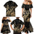 Gold Aloha Hawaii Family Matching Mermaid Dress and Hawaiian Shirt Snorkeling With Sea Turtle Polynesian Pattern