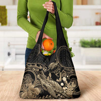 Gold Aloha Hawaii Grocery Bag Snorkeling With Sea Turtle Polynesian Pattern LT14 - Polynesian Pride