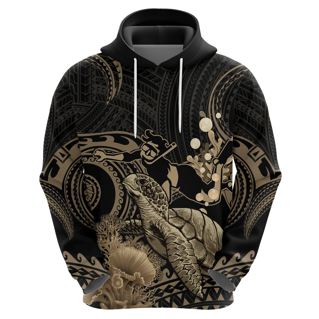 Gold Aloha Hawaii Hoodie Snorkeling With Sea Turtle Polynesian Pattern LT14 - Polynesian Pride