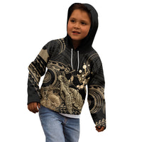 Gold Aloha Hawaii Kid Hoodie Snorkeling With Sea Turtle Polynesian Pattern LT14 - Polynesian Pride