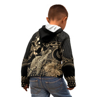 Gold Aloha Hawaii Kid Hoodie Snorkeling With Sea Turtle Polynesian Pattern LT14 - Polynesian Pride