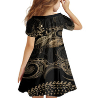 Gold Aloha Hawaii Kid Short Sleeve Dress Snorkeling With Sea Turtle Polynesian Pattern LT14 - Polynesian Pride