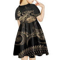 Gold Aloha Hawaii Kid Short Sleeve Dress Snorkeling With Sea Turtle Polynesian Pattern LT14 - Polynesian Pride