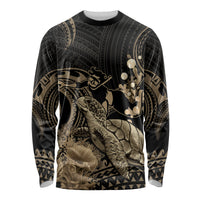 Gold Aloha Hawaii Long Sleeve Shirt Snorkeling With Sea Turtle Polynesian Pattern LT14 Unisex Gold - Polynesian Pride