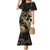 Gold Aloha Hawaii Mermaid Dress Snorkeling With Sea Turtle Polynesian Pattern