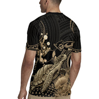 Gold Aloha Hawaii Rugby Jersey Snorkeling With Sea Turtle Polynesian Pattern LT14 - Polynesian Pride