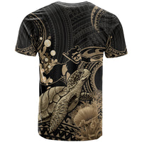 Gold Aloha Hawaii T Shirt Snorkeling With Sea Turtle Polynesian Pattern LT14 - Polynesian Pride
