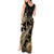 Gold Aloha Hawaii Tank Maxi Dress Snorkeling With Sea Turtle Polynesian Pattern