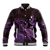 Purple Aloha Hawaii Baseball Jacket Snorkeling With Sea Turtle Polynesian Pattern LT14 Unisex Purple - Polynesian Pride