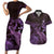 Purple Aloha Hawaii Couples Matching Short Sleeve Bodycon Dress and Hawaiian Shirt Snorkeling With Sea Turtle Polynesian Pattern